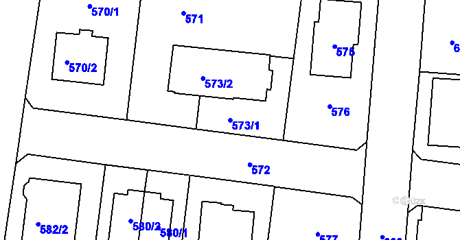 Parcela st. 573/1 v KÚ Dubeč, Katastrální mapa