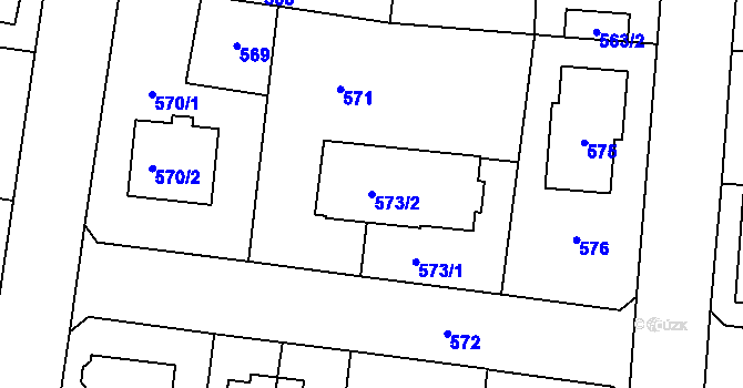 Parcela st. 573/2 v KÚ Dubeč, Katastrální mapa