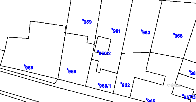 Parcela st. 960/2 v KÚ Dubeč, Katastrální mapa