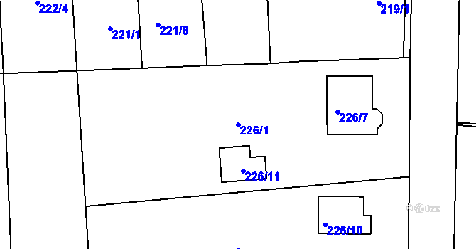 Parcela st. 226/1 v KÚ Dubeč, Katastrální mapa