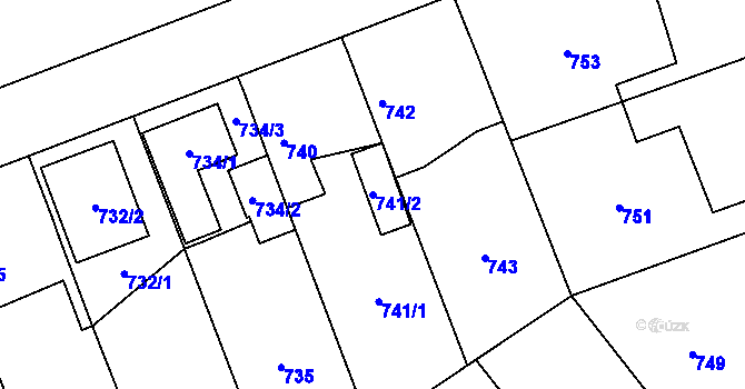 Parcela st. 741/2 v KÚ Dubeč, Katastrální mapa