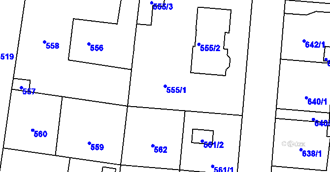 Parcela st. 555/1 v KÚ Dubeč, Katastrální mapa