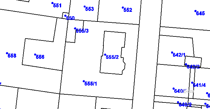 Parcela st. 555/2 v KÚ Dubeč, Katastrální mapa