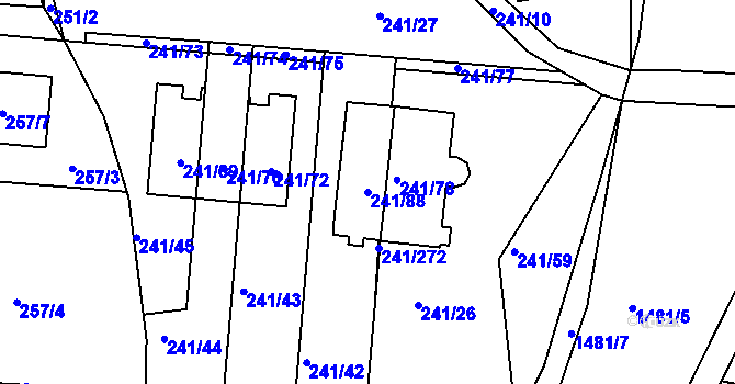 Parcela st. 241/88 v KÚ Dubeč, Katastrální mapa