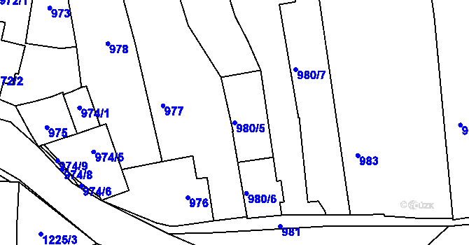 Parcela st. 980/5 v KÚ Dubeč, Katastrální mapa