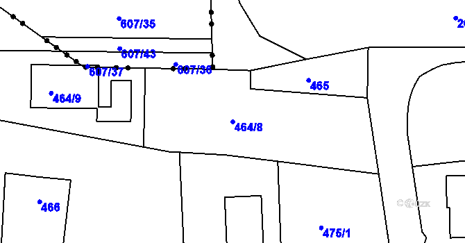 Parcela st. 464/8 v KÚ Dubeč, Katastrální mapa