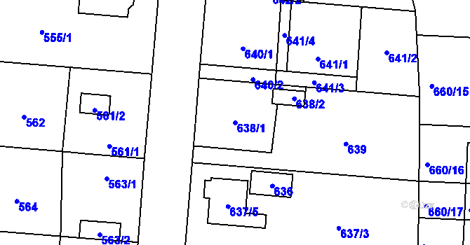 Parcela st. 638/1 v KÚ Dubeč, Katastrální mapa