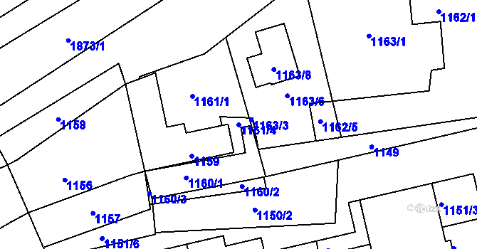 Parcela st. 1161/4 v KÚ Dubeč, Katastrální mapa