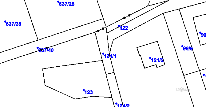 Parcela st. 124/1 v KÚ Dubeč, Katastrální mapa