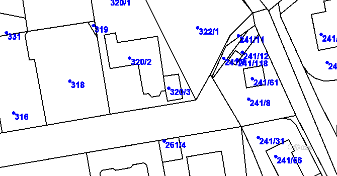 Parcela st. 320/3 v KÚ Dubeč, Katastrální mapa