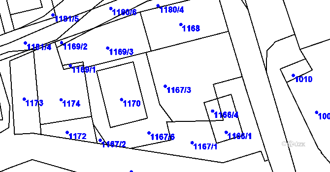 Parcela st. 1167/3 v KÚ Dubeč, Katastrální mapa