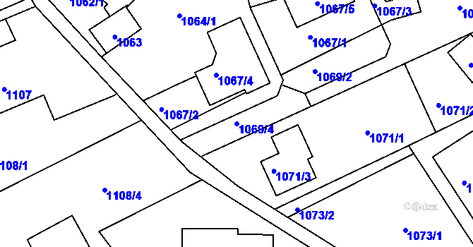 Parcela st. 1069/4 v KÚ Dubeč, Katastrální mapa