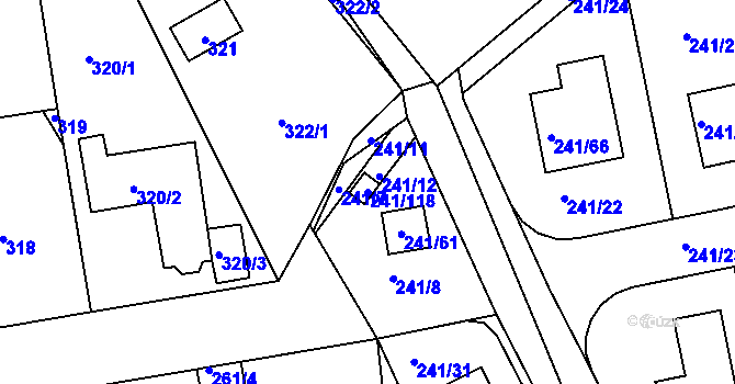 Parcela st. 241/118 v KÚ Dubeč, Katastrální mapa