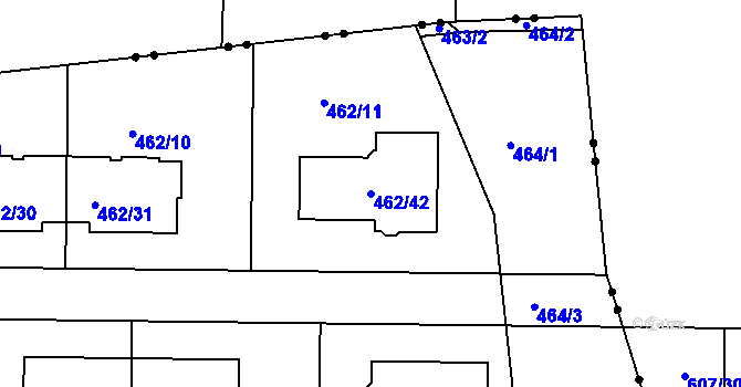 Parcela st. 462/42 v KÚ Dubeč, Katastrální mapa