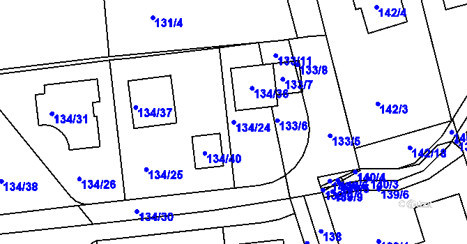 Parcela st. 134/24 v KÚ Dubeč, Katastrální mapa