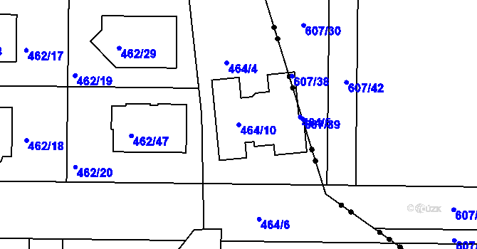 Parcela st. 464/10 v KÚ Dubeč, Katastrální mapa