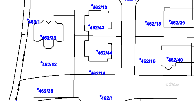 Parcela st. 462/44 v KÚ Dubeč, Katastrální mapa