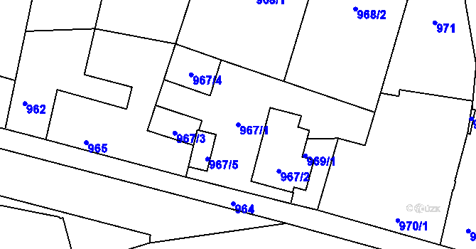 Parcela st. 967/1 v KÚ Dubeč, Katastrální mapa