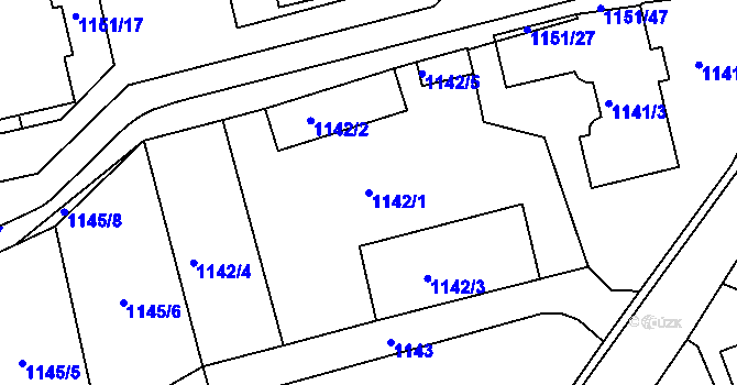 Parcela st. 1142/1 v KÚ Dubeč, Katastrální mapa