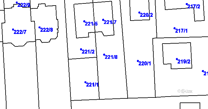 Parcela st. 221/8 v KÚ Dubeč, Katastrální mapa