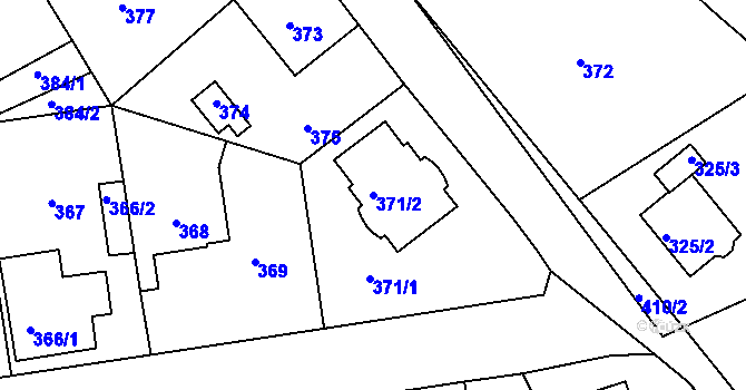 Parcela st. 371/2 v KÚ Dubeč, Katastrální mapa