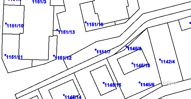 Parcela st. 1151/7 v KÚ Dubeč, Katastrální mapa