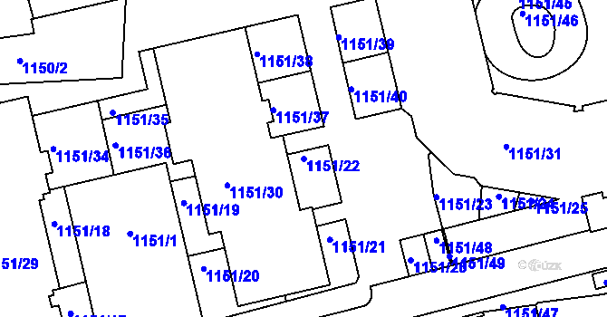 Parcela st. 1151/22 v KÚ Dubeč, Katastrální mapa