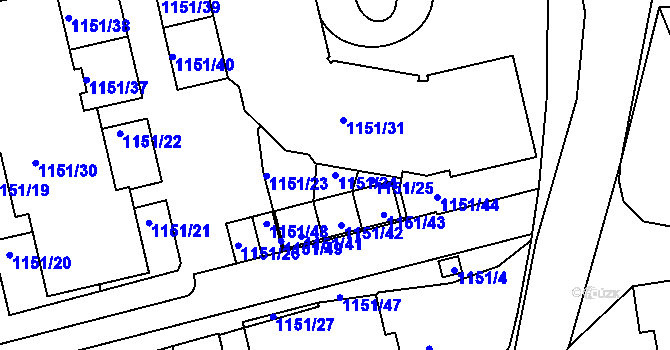 Parcela st. 1151/24 v KÚ Dubeč, Katastrální mapa