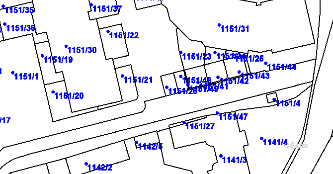 Parcela st. 1151/26 v KÚ Dubeč, Katastrální mapa