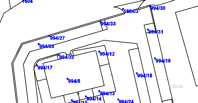 Parcela st. 994/12 v KÚ Dubeč, Katastrální mapa