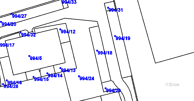 Parcela st. 994/18 v KÚ Dubeč, Katastrální mapa
