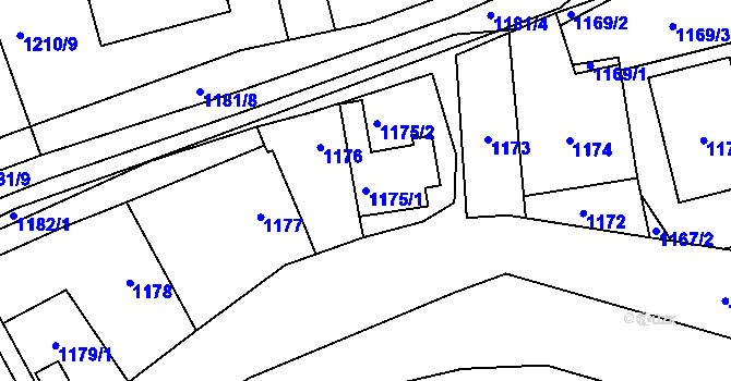 Parcela st. 1175/1 v KÚ Dubeč, Katastrální mapa