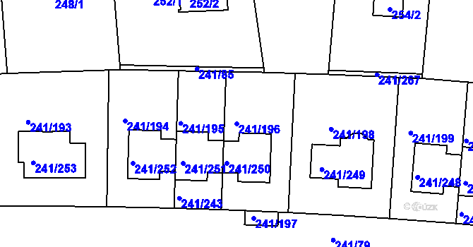 Parcela st. 241/196 v KÚ Dubeč, Katastrální mapa