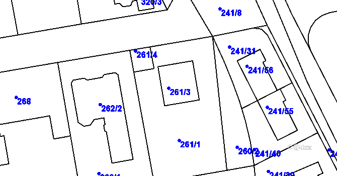 Parcela st. 261/3 v KÚ Dubeč, Katastrální mapa
