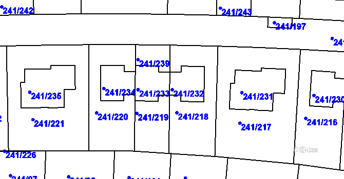 Parcela st. 241/232 v KÚ Dubeč, Katastrální mapa