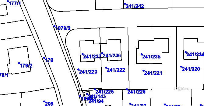 Parcela st. 241/236 v KÚ Dubeč, Katastrální mapa