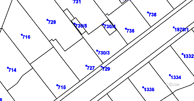 Parcela st. 730/3 v KÚ Dubeč, Katastrální mapa