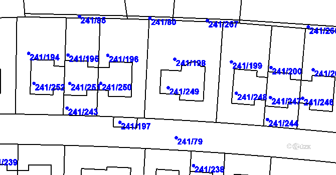 Parcela st. 241/249 v KÚ Dubeč, Katastrální mapa