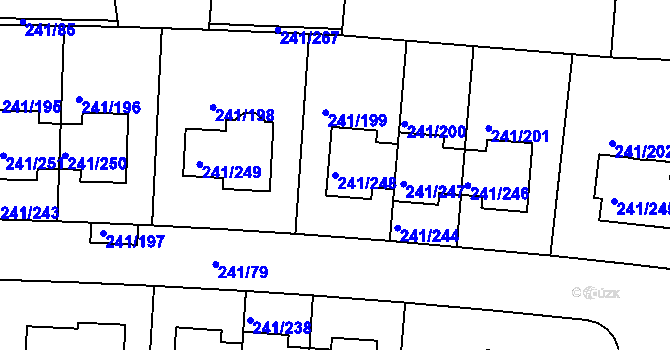 Parcela st. 241/248 v KÚ Dubeč, Katastrální mapa