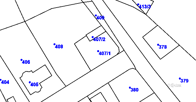 Parcela st. 407/1 v KÚ Dubeč, Katastrální mapa