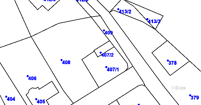 Parcela st. 407/2 v KÚ Dubeč, Katastrální mapa