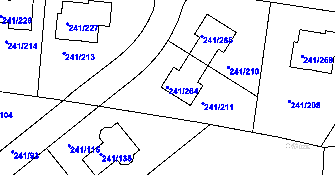Parcela st. 241/264 v KÚ Dubeč, Katastrální mapa