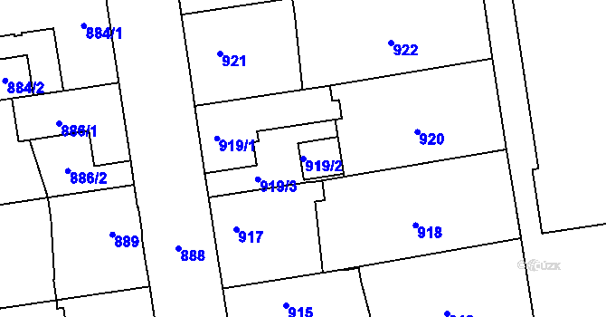 Parcela st. 919/2 v KÚ Dubeč, Katastrální mapa