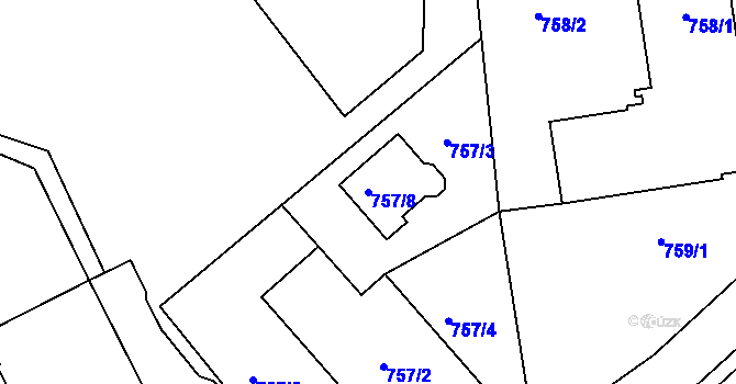 Parcela st. 757/8 v KÚ Dubeč, Katastrální mapa