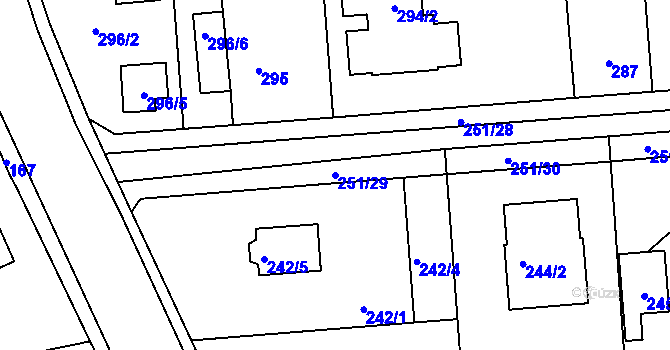 Parcela st. 251/29 v KÚ Dubeč, Katastrální mapa