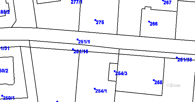 Parcela st. 251/32 v KÚ Dubeč, Katastrální mapa