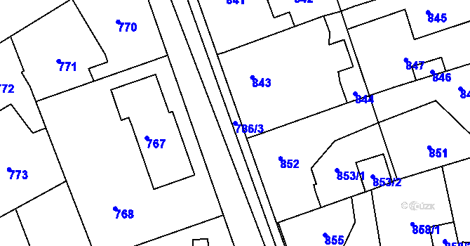 Parcela st. 786/3 v KÚ Dubeč, Katastrální mapa