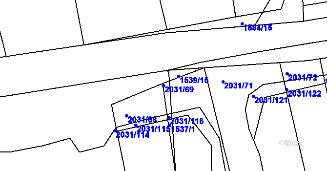 Parcela st. 2031/69 v KÚ Dubeč, Katastrální mapa