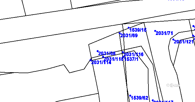 Parcela st. 2031/68 v KÚ Dubeč, Katastrální mapa