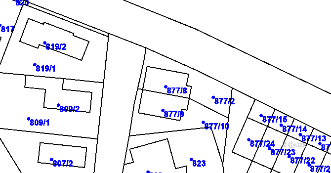 Parcela st. 877/8 v KÚ Dubeč, Katastrální mapa